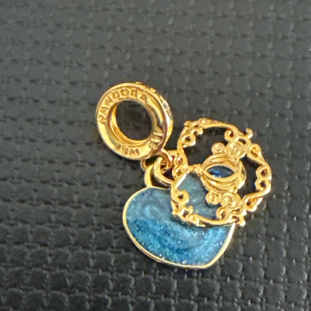 ADEAM Gold and Blue Heart Charm Bracelet